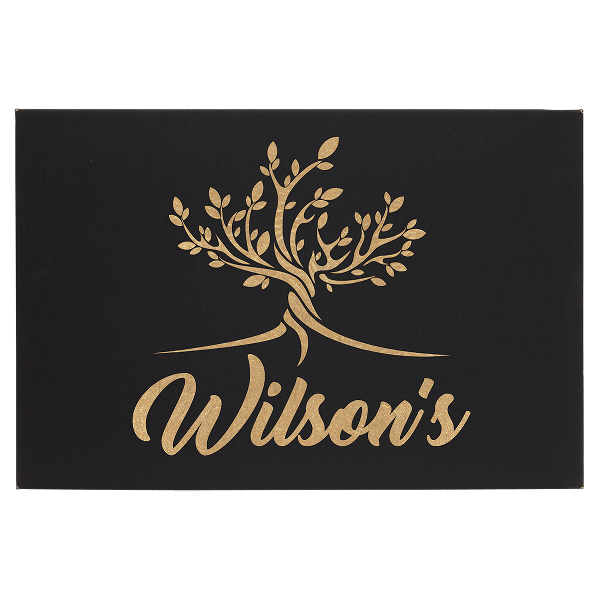 Personalized 12 inch x 18 inch black/gold leatherette wall sign