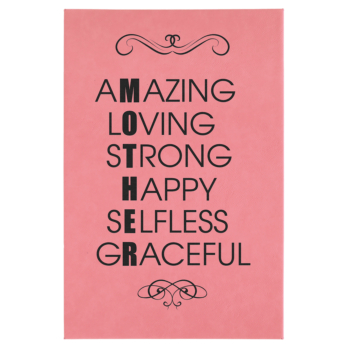 Personalized 12 inch x 18 inch pink leatherette wall sign