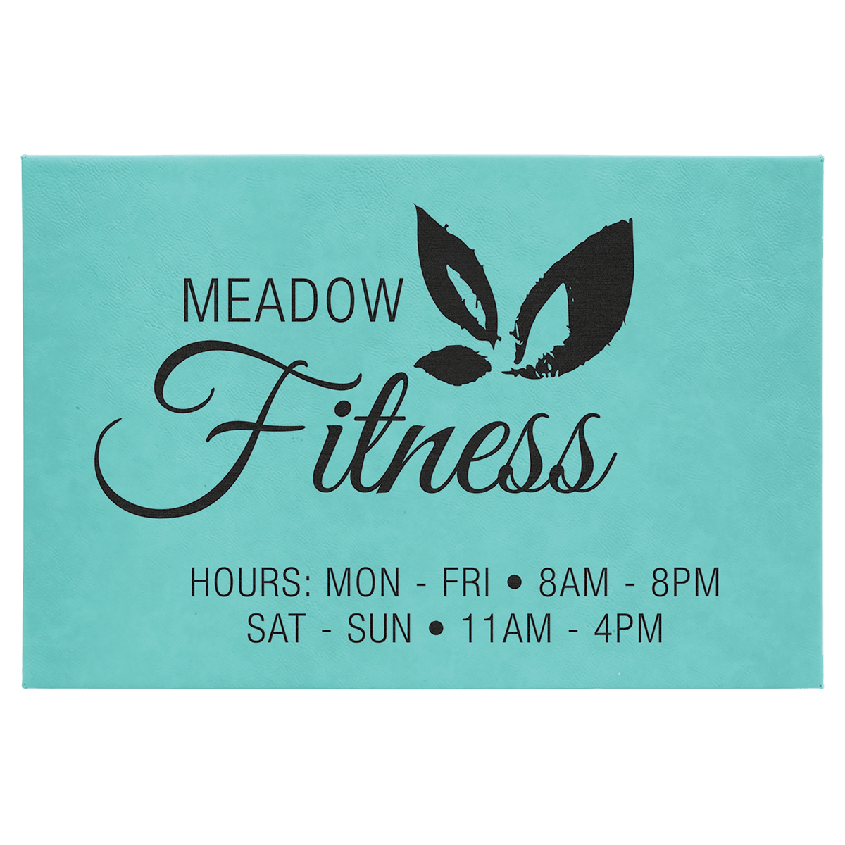 Personalized 12 inch x 18 inch teal leatherette wall sign
