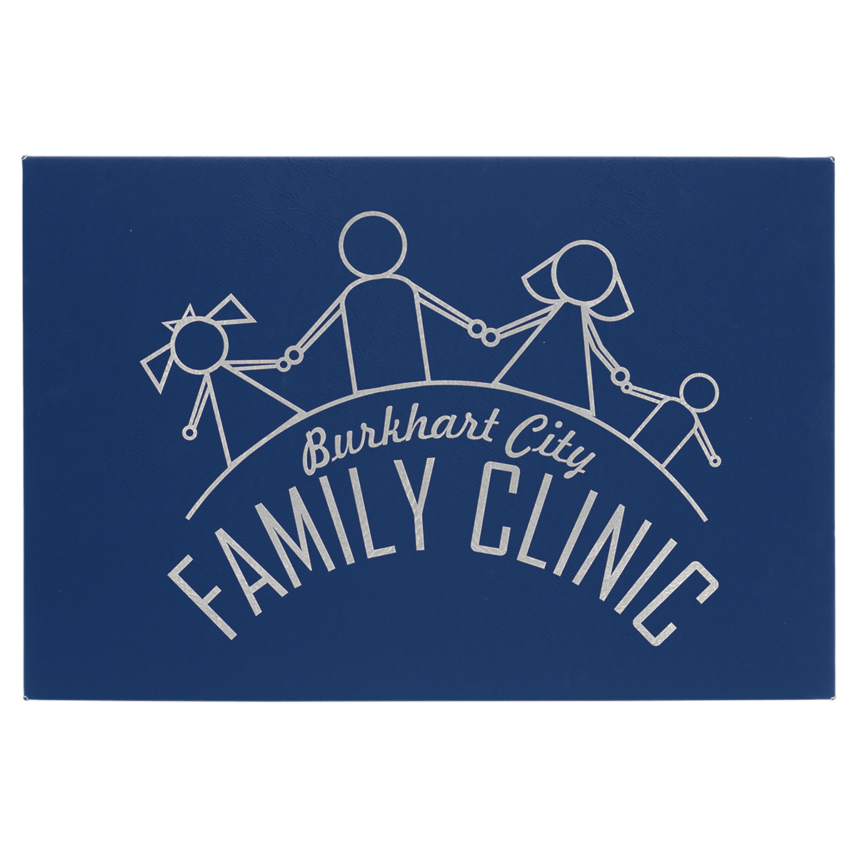 Personalized 12 inch x 18 inch blue/silver leatherette wall sign