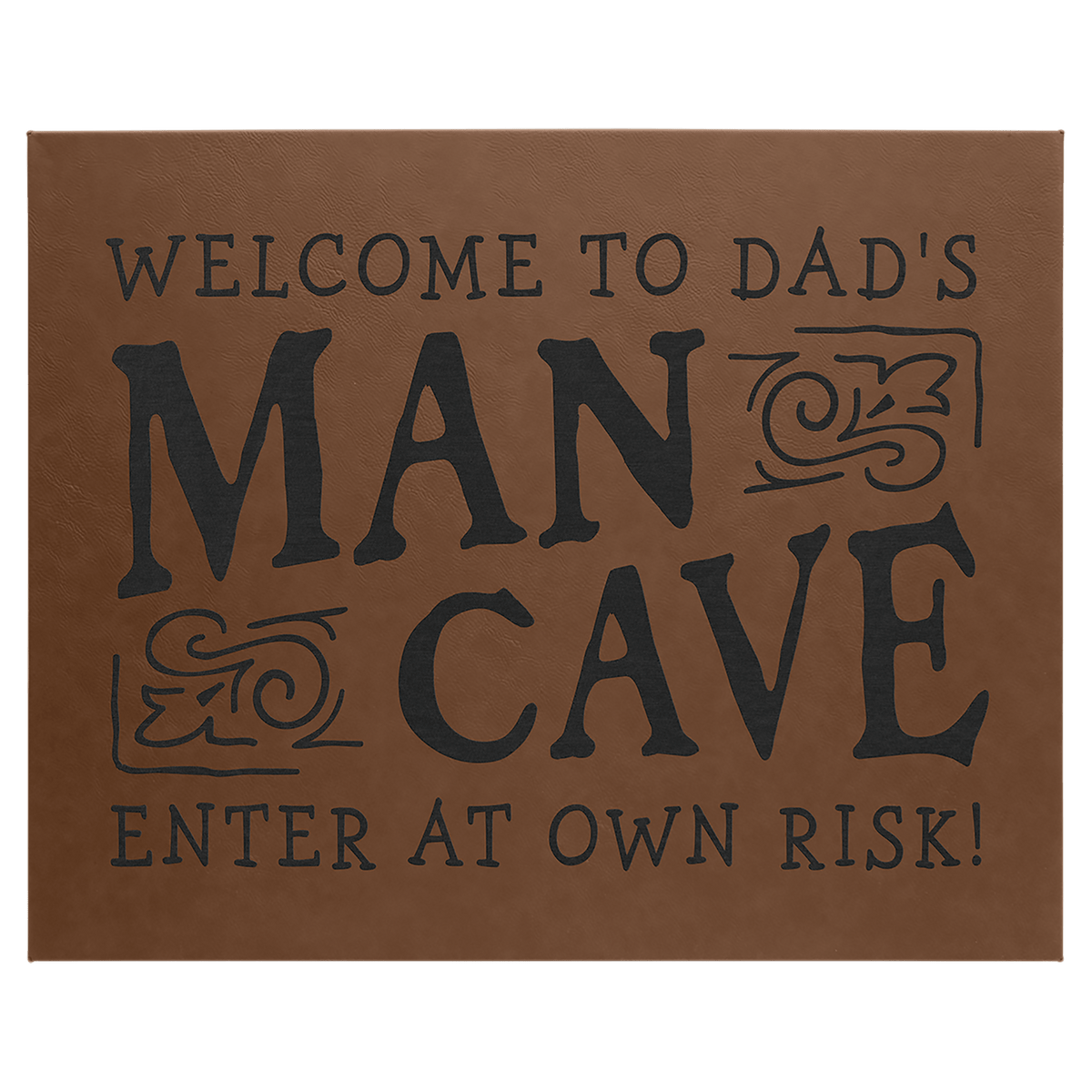 Personalized 16 inch x 20 inch dark brown leatherette wall sign