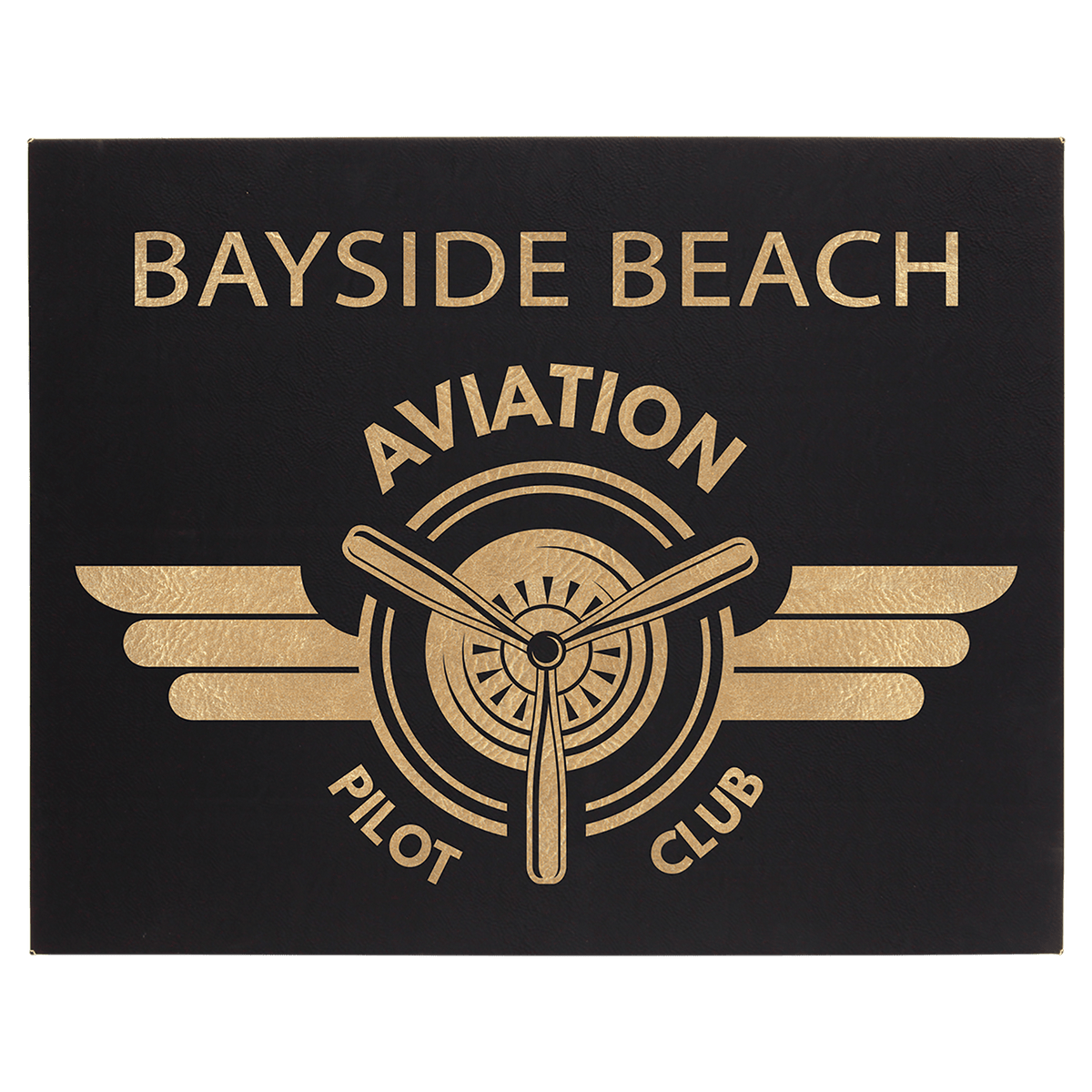 Personalized 16 inch x 20 inch black/gold leatherette wall sign