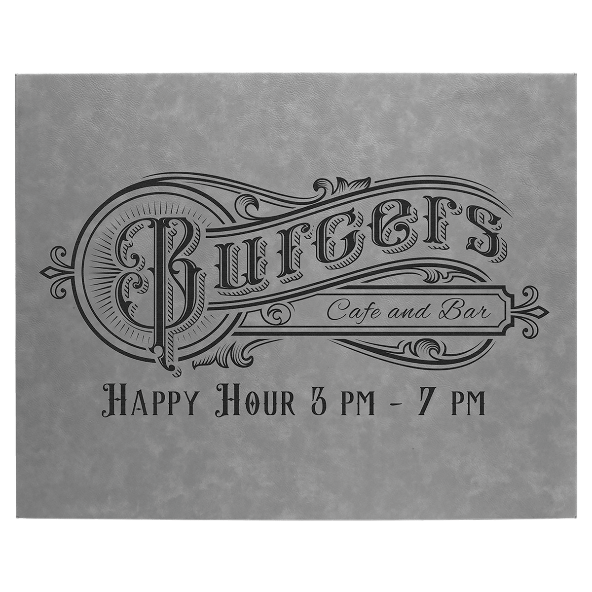 Personalized 16 inch x 20 inch gray leatherette wall sign
