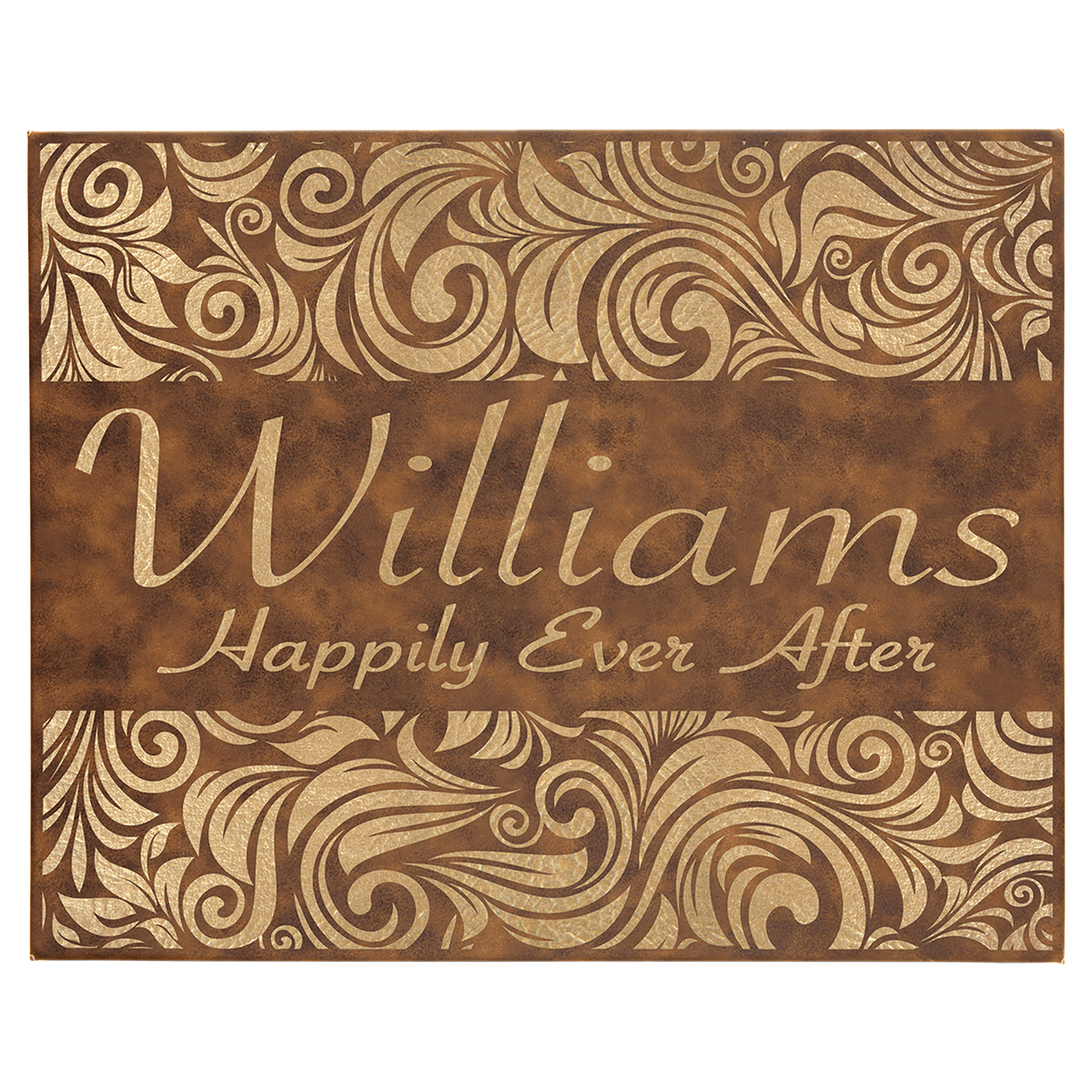 Personalized 16 inch x 20 inch rustic/gold leatherette wall sign