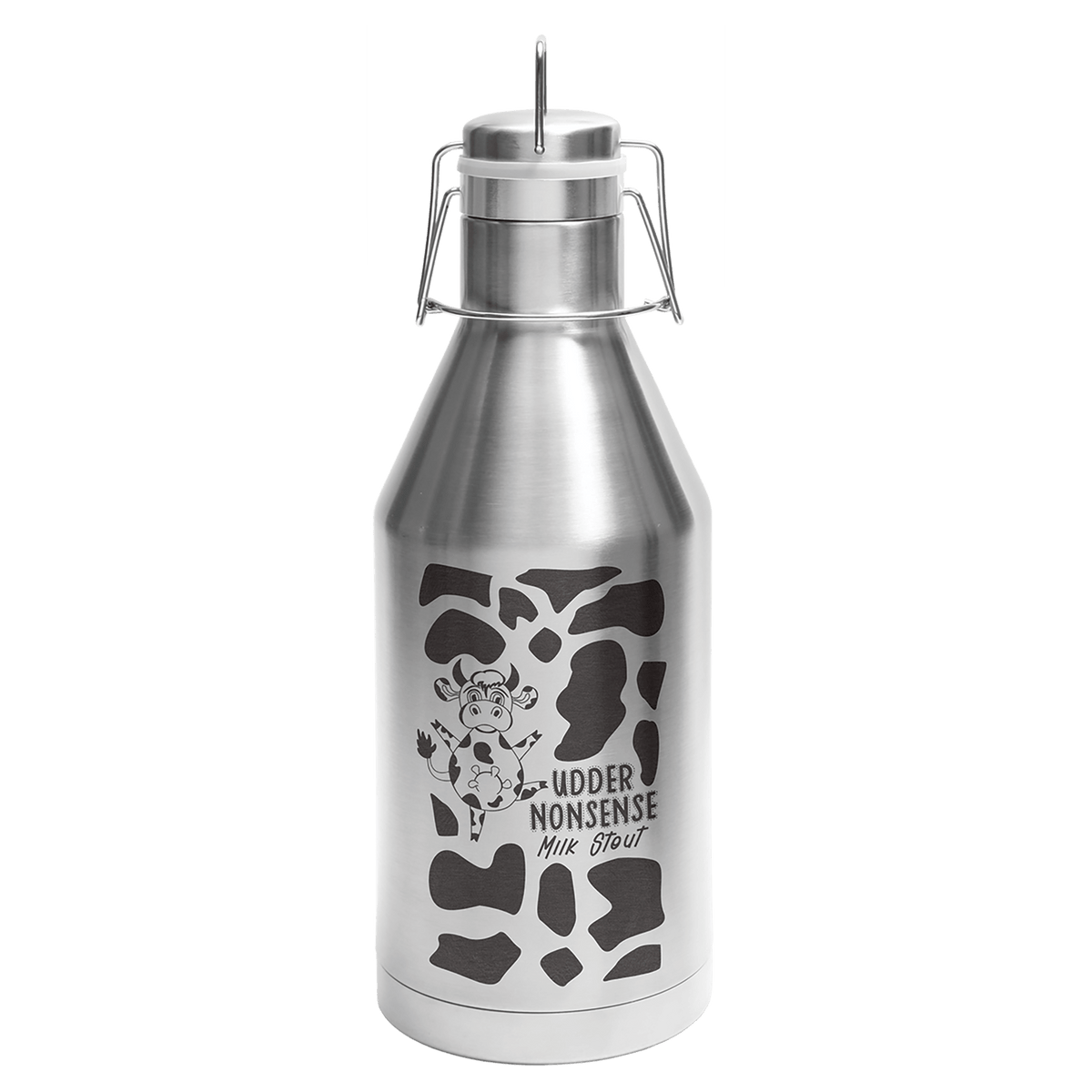 Personalized 64 oz stainless steel insulated growler with swing-top lid