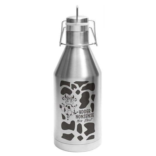 Personalized 64 oz stainless steel insulated growler with swing-top lid