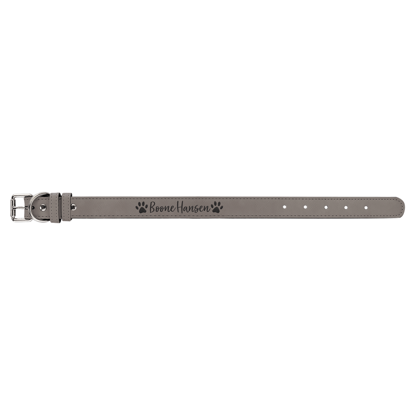 Gray personalized leatherette dog collar