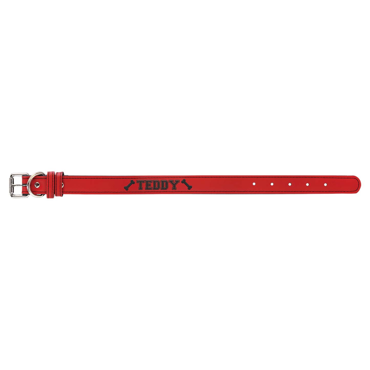 Red personalized leatherette dog collar