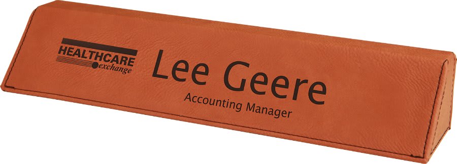 Rawhide 10½" Leatherette Desk Wedge Name Plate