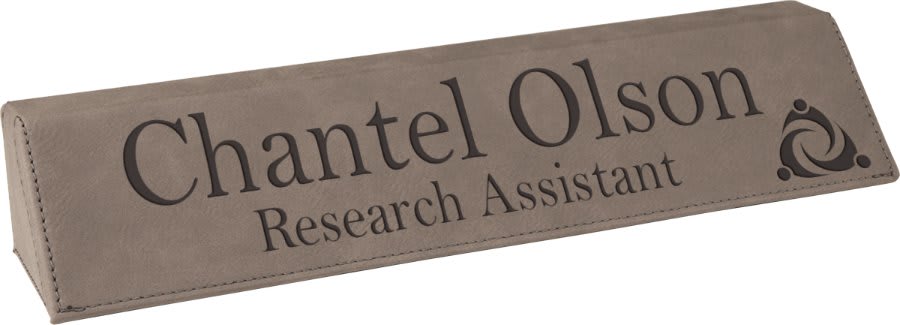 Gray 10½" Leatherette Desk Wedge Name Plate