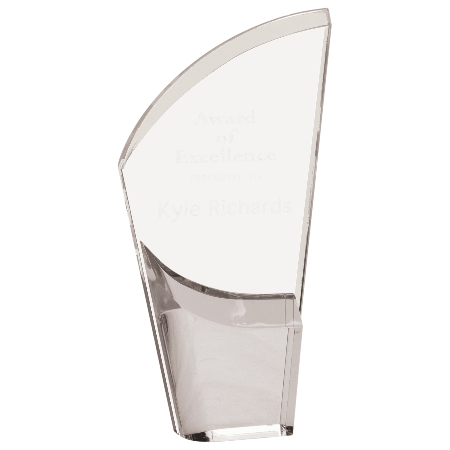 Mirror Lunar Acrylic award, 8 1/2", self-standing acrylic with clear engraving area