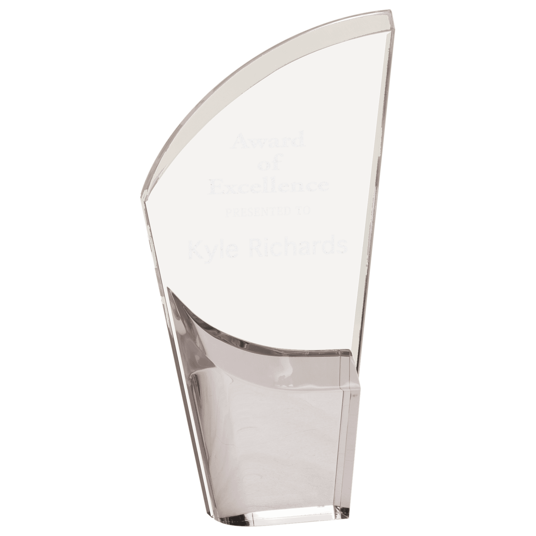 Mirror Lunar Acrylic award, 8 1/2", self-standing acrylic with clear engraving area