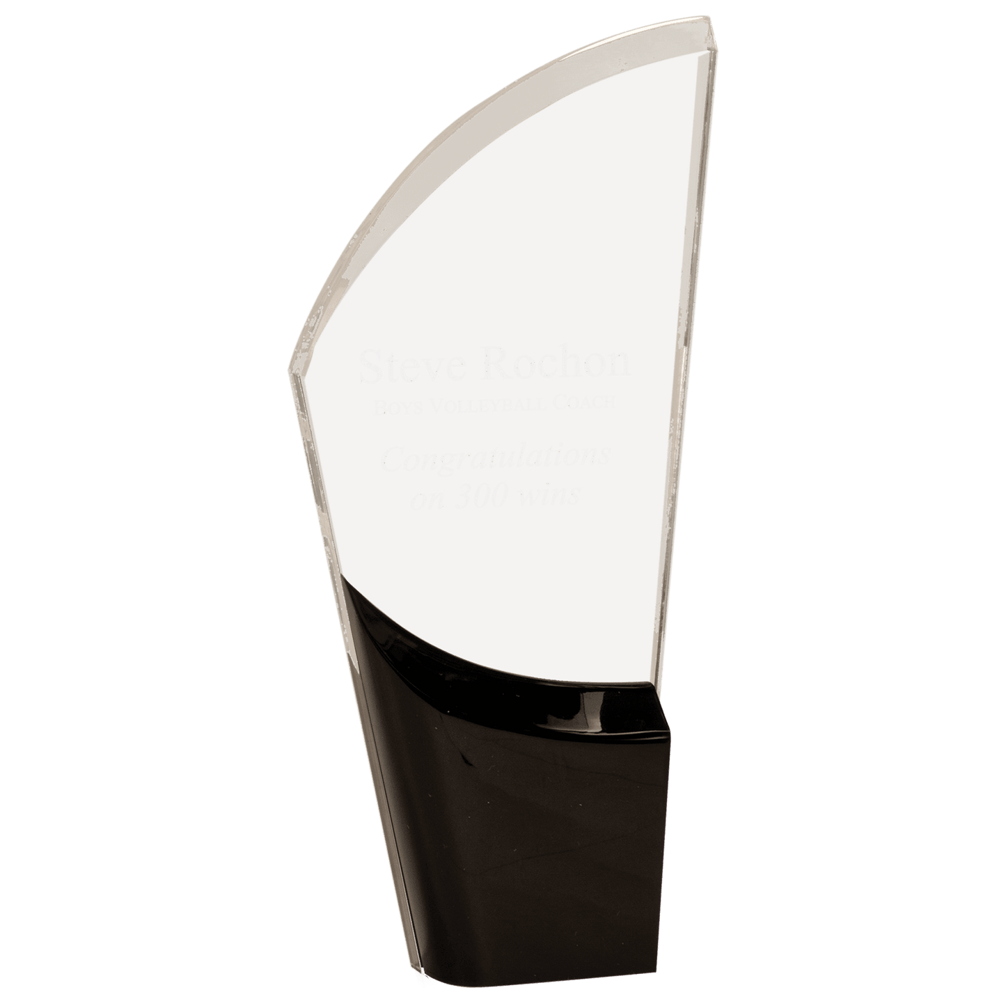 Black Lunar Acrylic award, 9 1/2", self-standing acrylic with clear engraving area