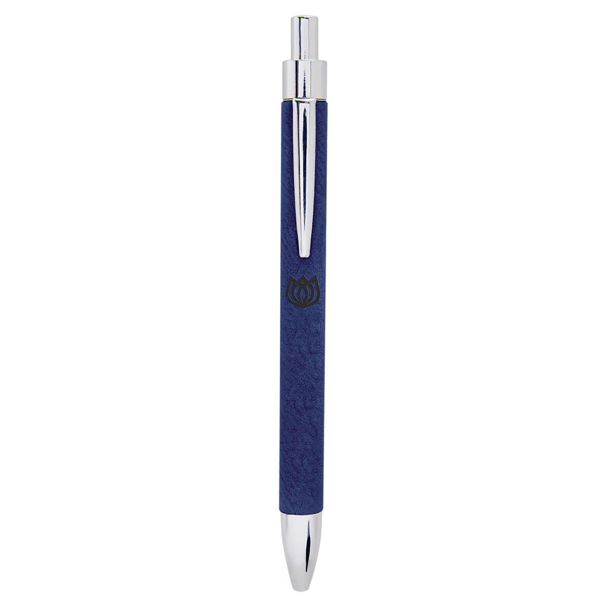 Personalized blue leatherette wrapped ballpoint pen