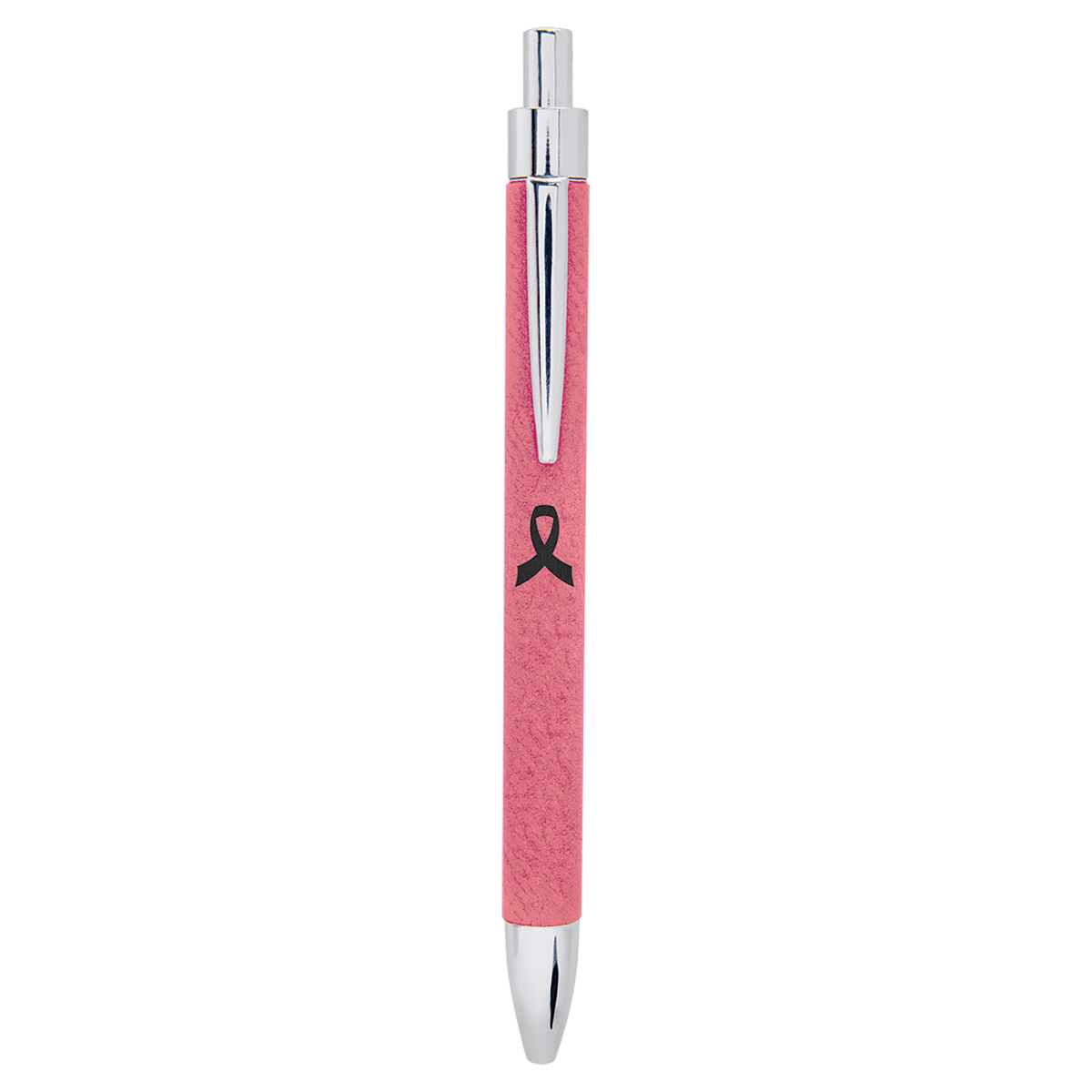 Personalized pink leatherette wrapped ballpoint pen