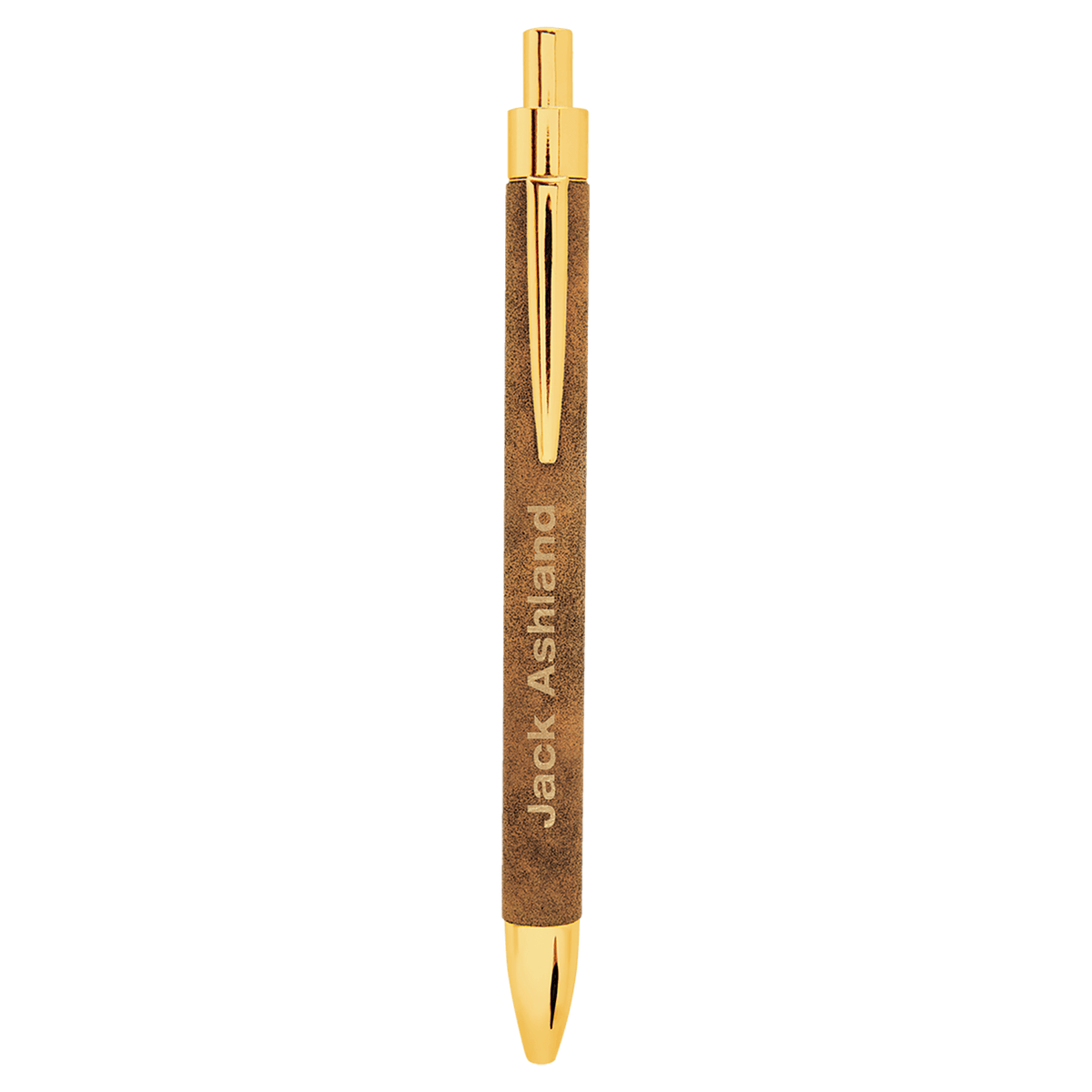Personalized rustic/gold leatherette wrapped ballpoint pen