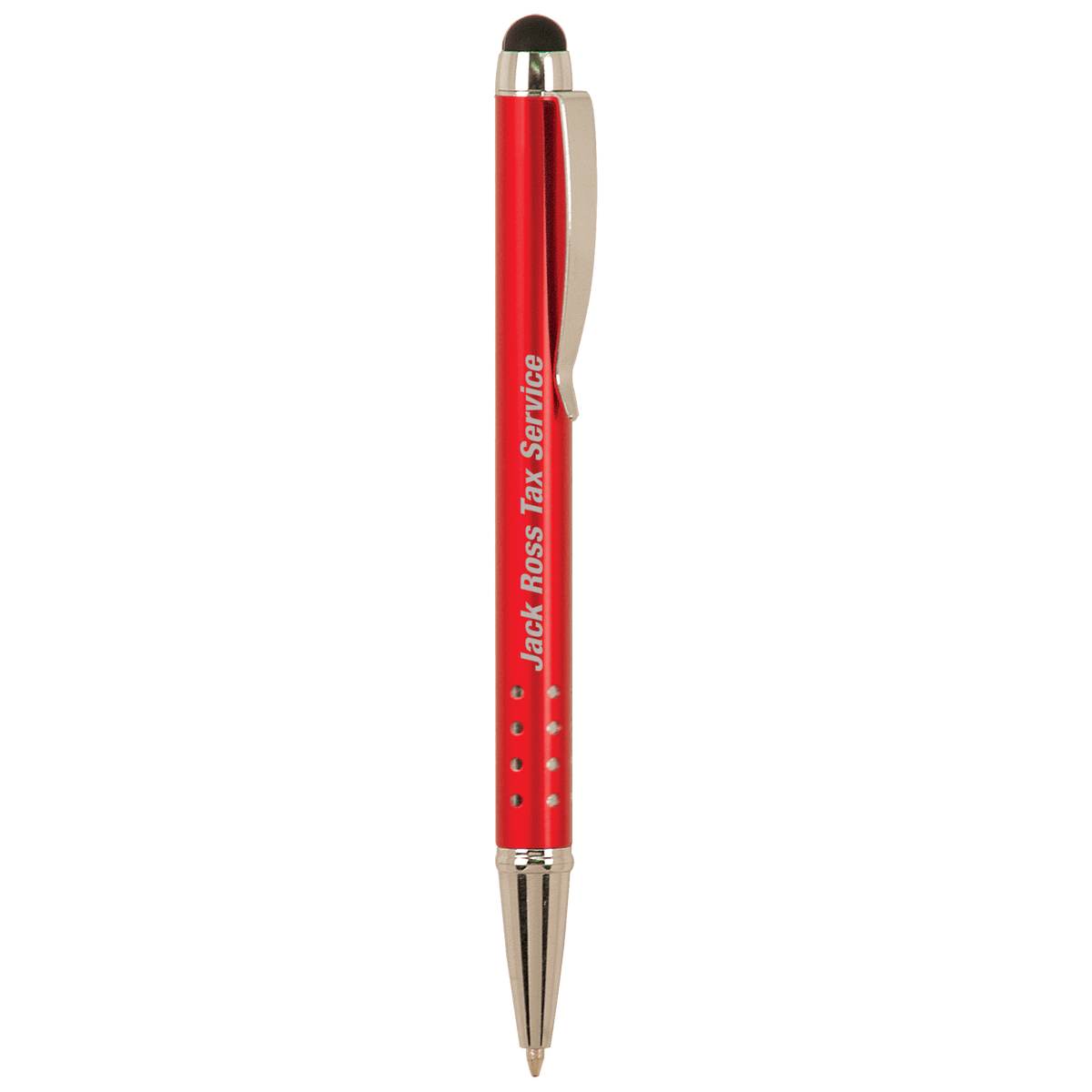 Personalized red anodized aluminum ballpoint pen with stylus