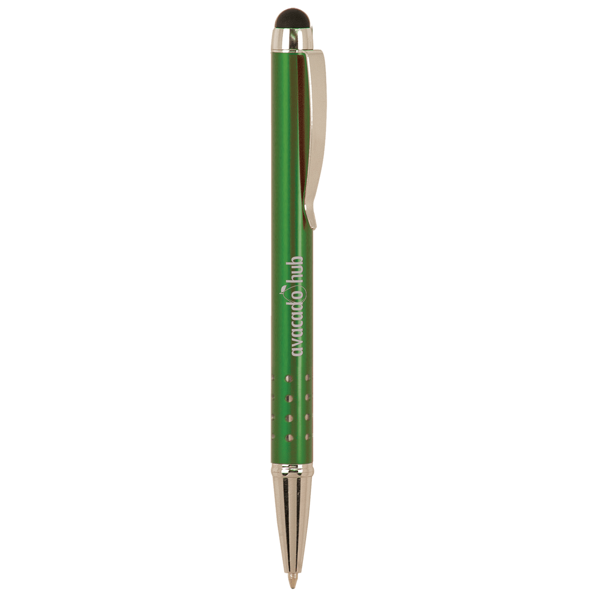 Personalized green anodized aluminum ballpoint pen with stylus