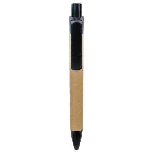 Personalized recycled paper pen with black trim
