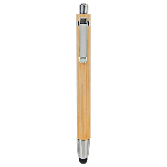 Personalized bamboo ballpoint pen with stylus tip