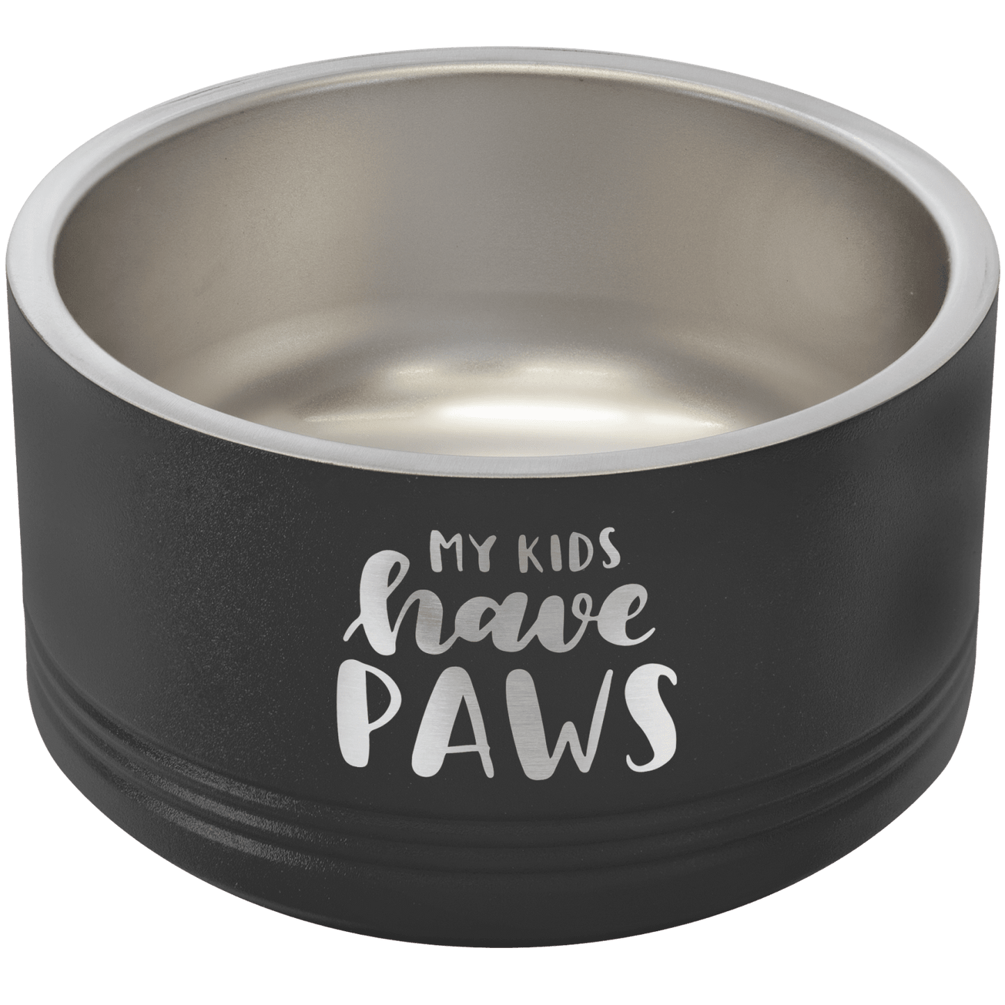 Black personalized stainless steel dog bowl