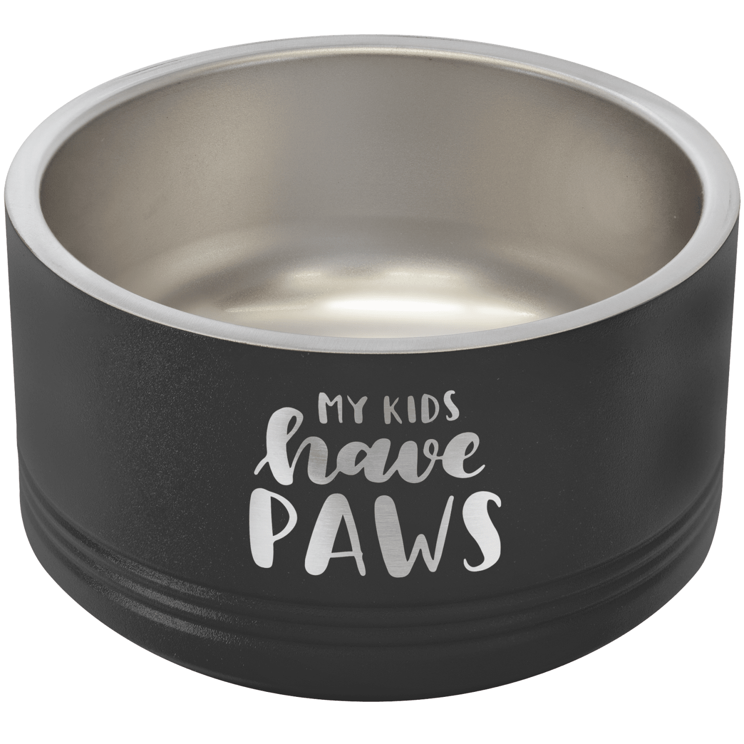Black personalized stainless steel dog bowl