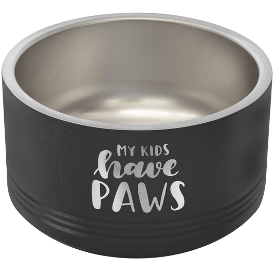 Black personalized stainless steel dog bowl