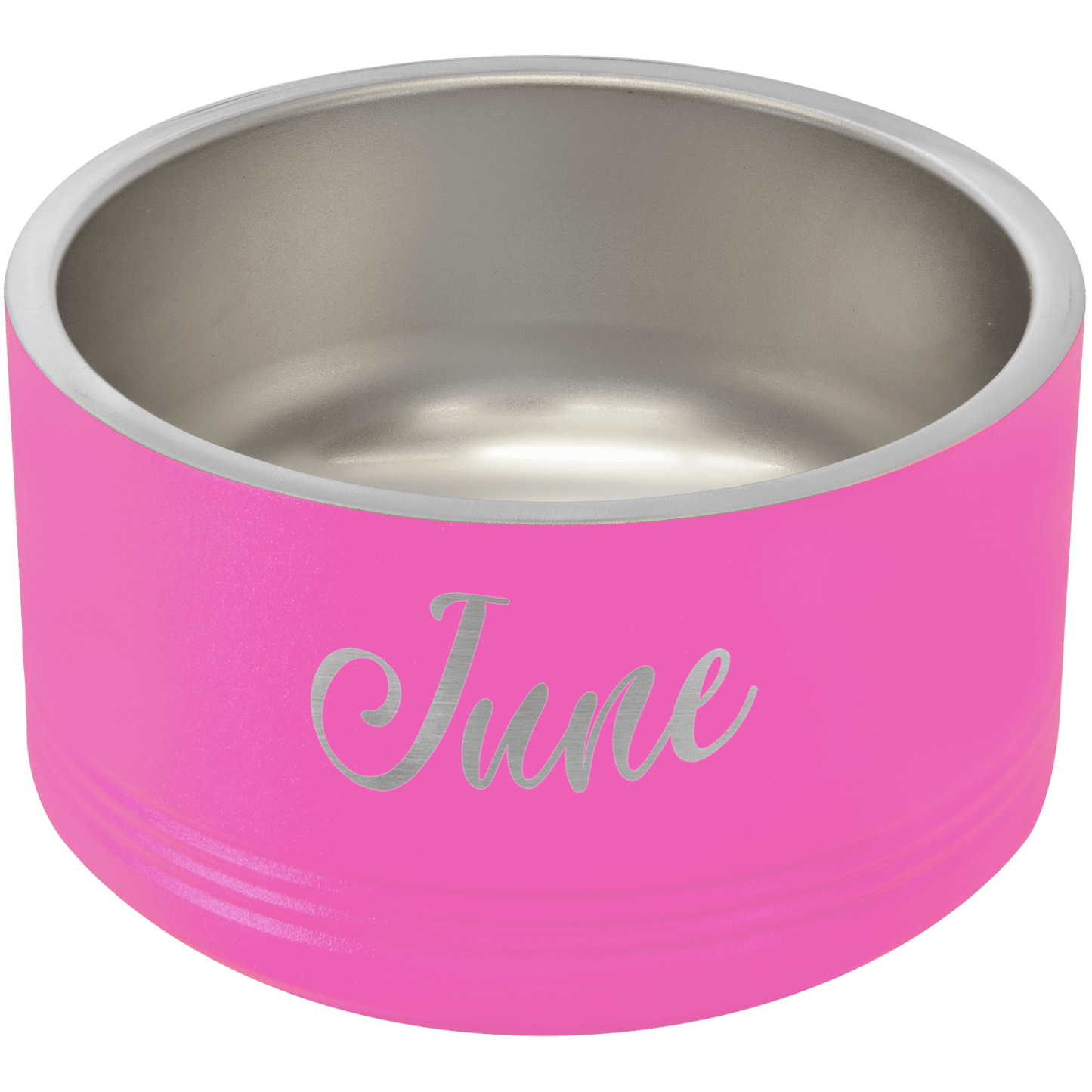 Pink personalized stainless steel dog bowl