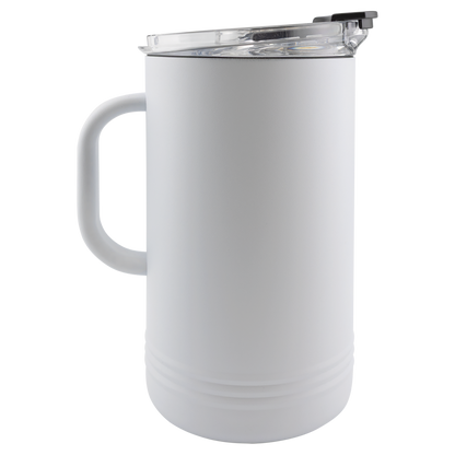 64 oz white insulated pitcher with clear lid
