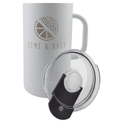 White insulated pitcher with lid removed
