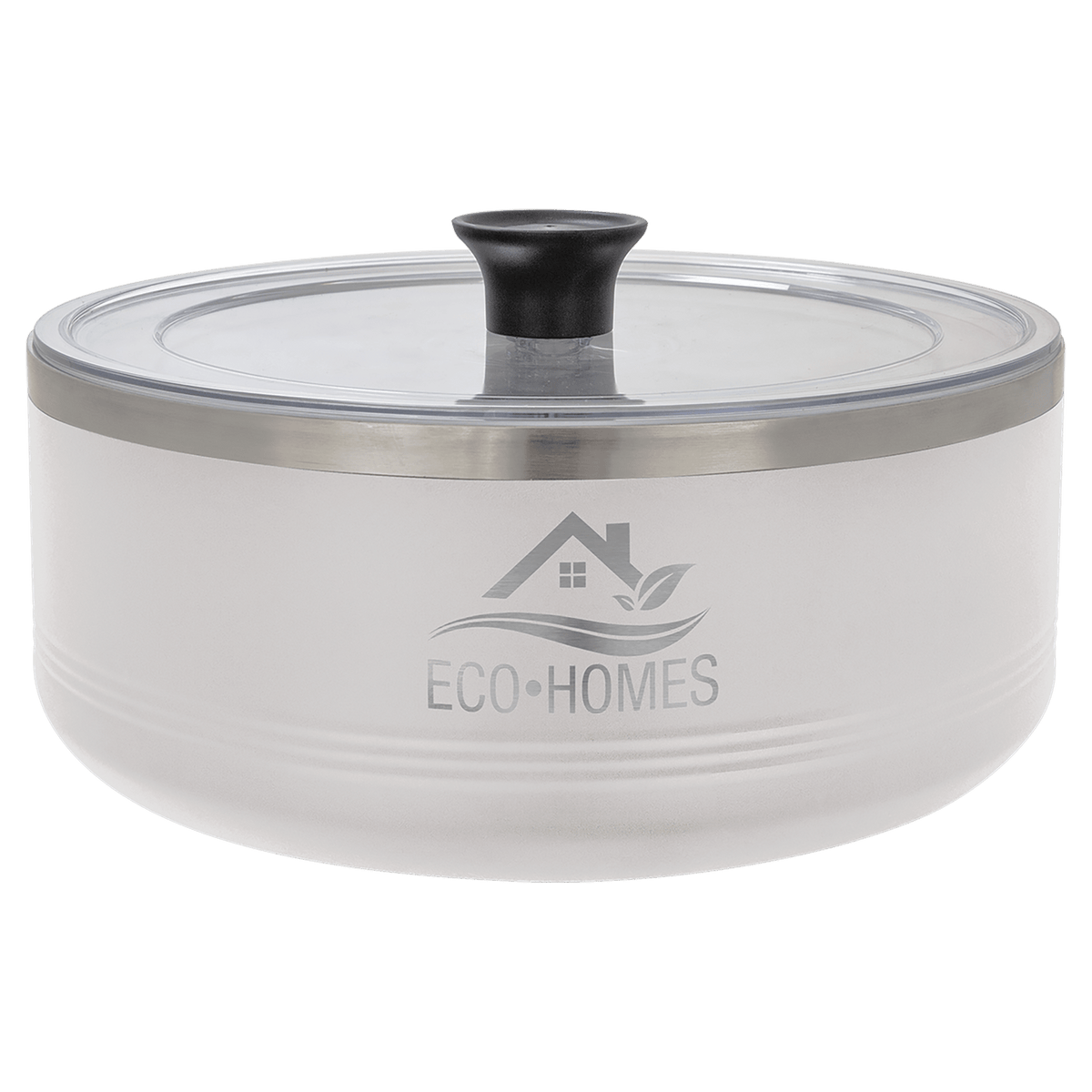 Personalized 3 qt. insulated serving bowl with lid in white