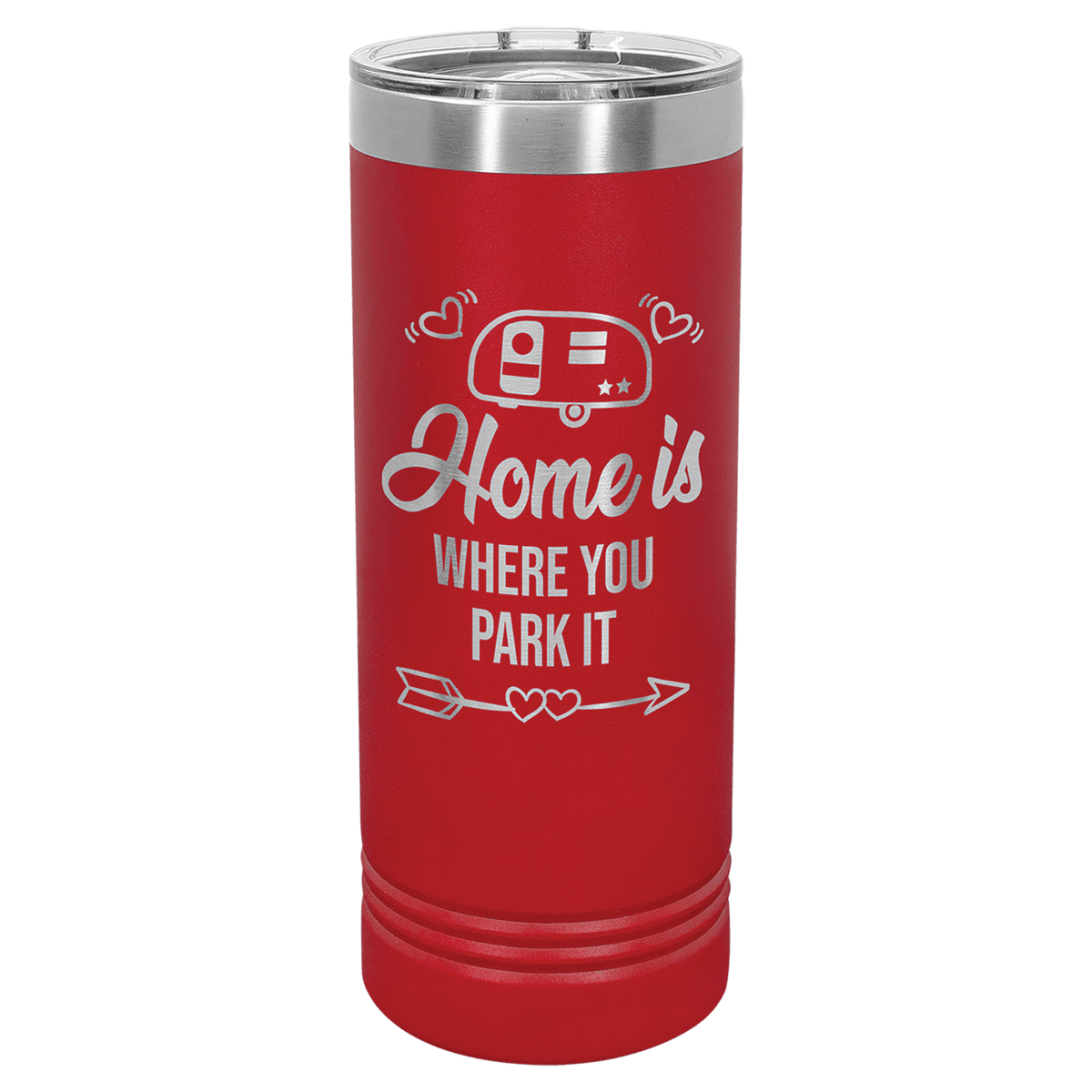 Personalized 22 oz insulated skinny tumbler with slider lid in red