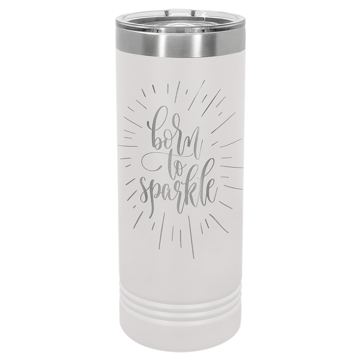 Personalized 22 oz insulated skinny tumbler with slider lid in white