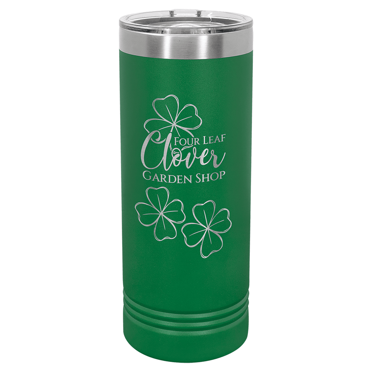 Personalized 22 oz insulated skinny tumbler with slider lid in green