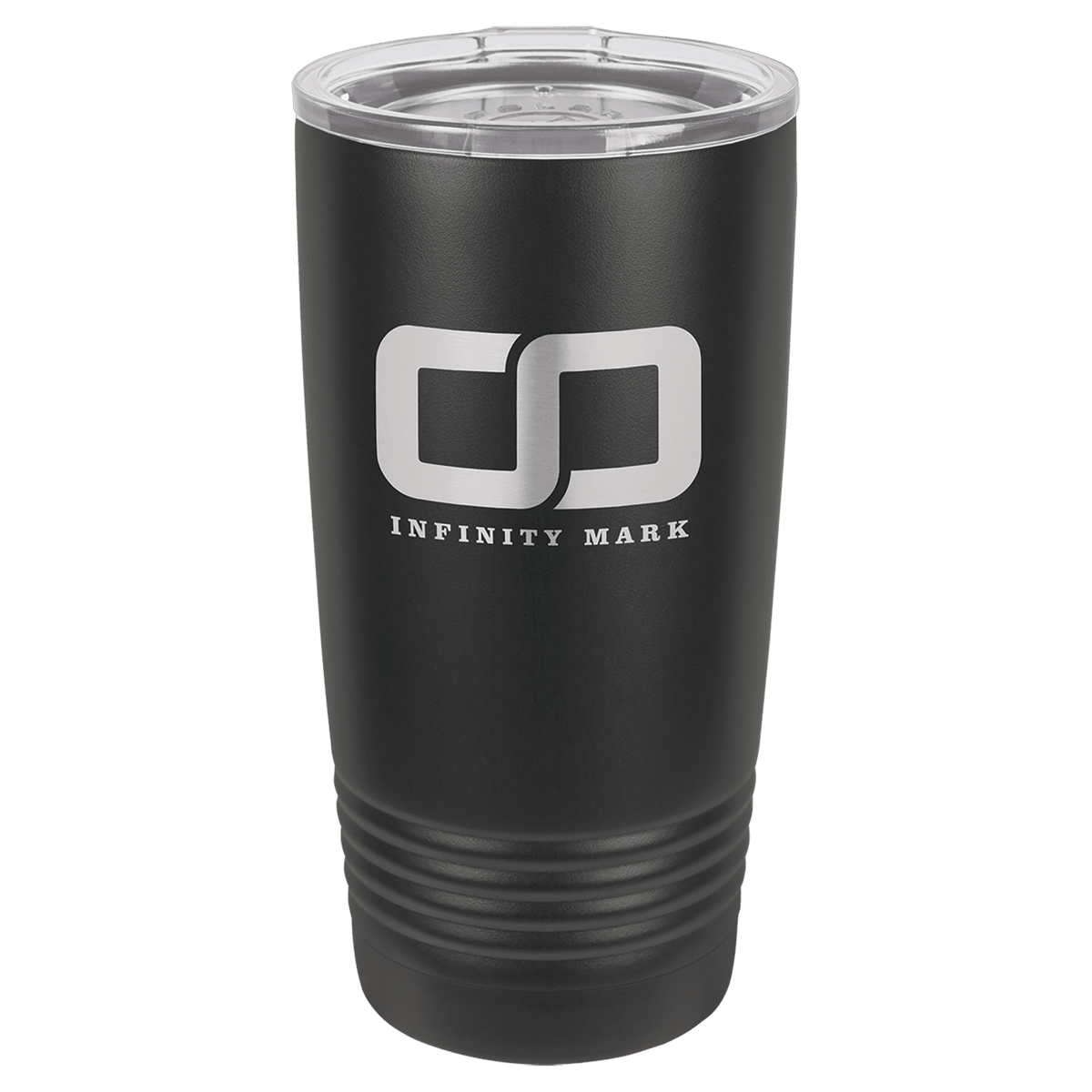 Black 20 oz stainless steel ringneck tumbler with logo lid