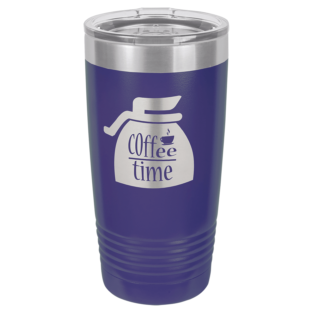 Purple 20 oz stainless steel ringneck tumbler with logo lid
