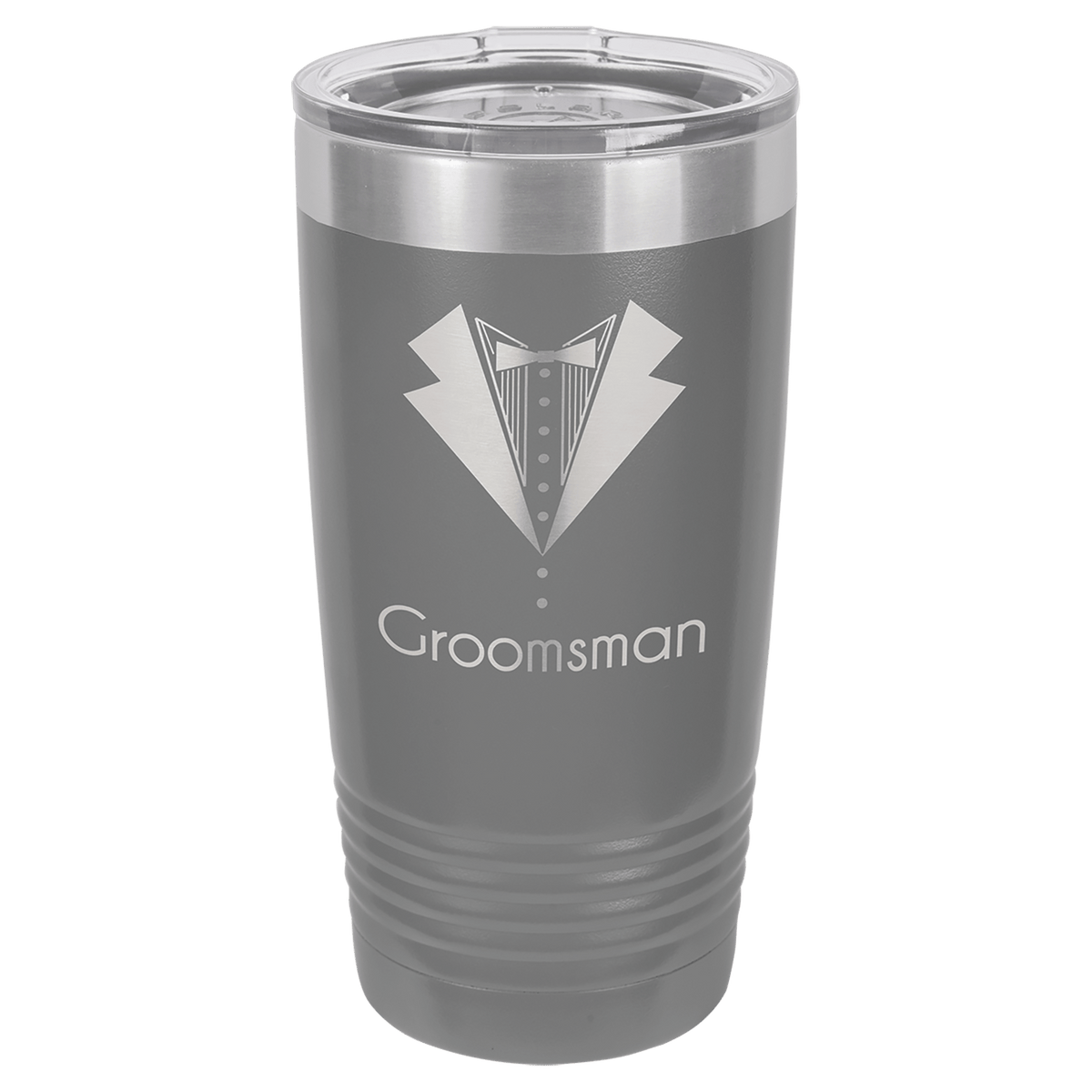 Dark Gray 20 oz stainless steel ringneck tumbler with logo lid