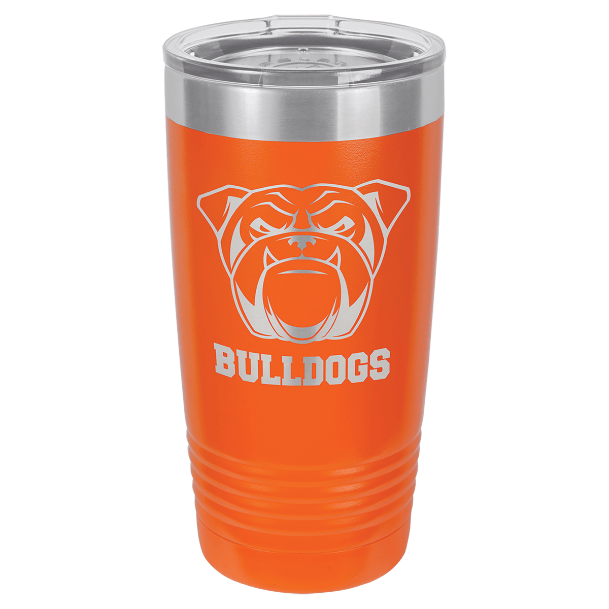 Orange 20 oz stainless steel ringneck tumbler with logo lid