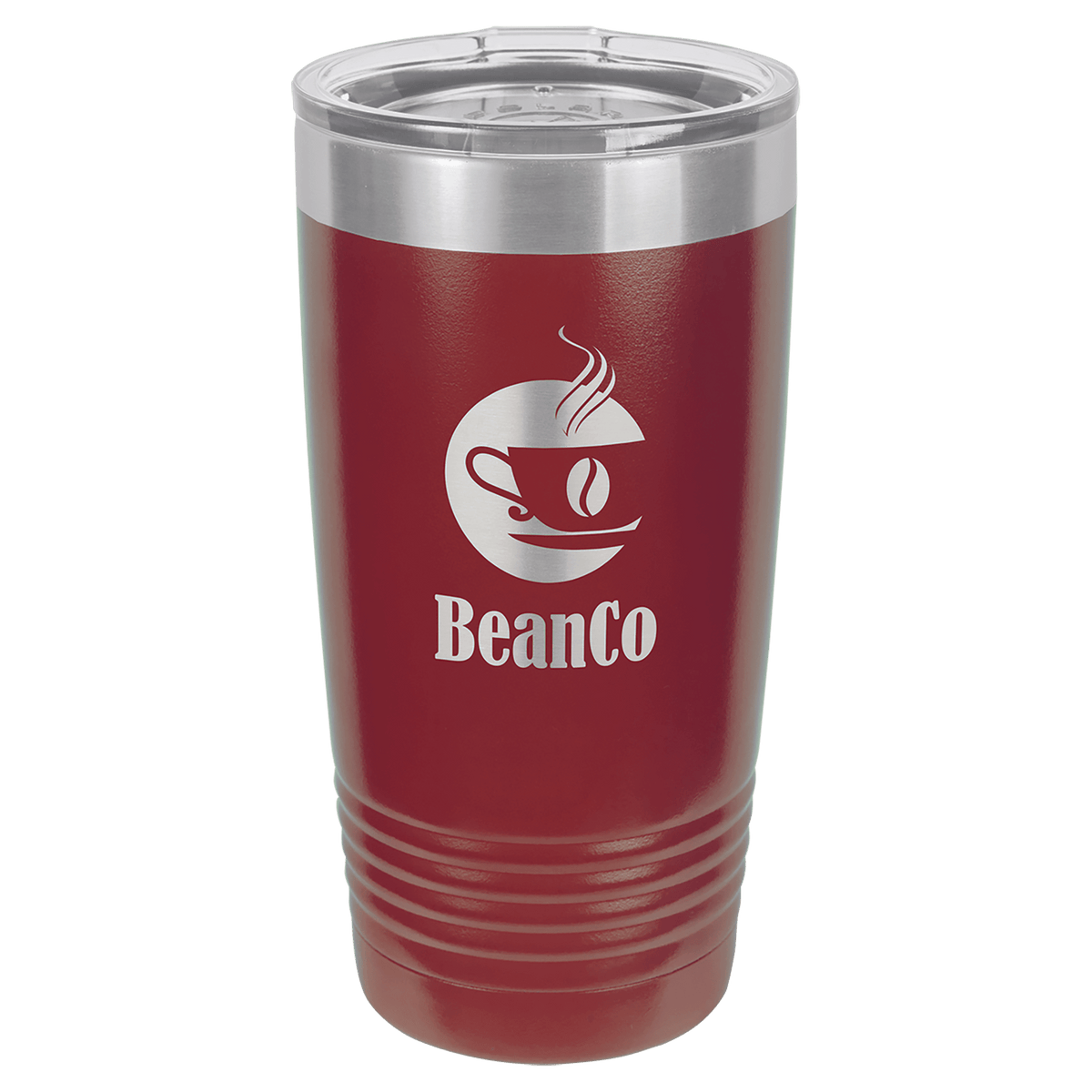 Maroon 20 oz stainless steel ringneck tumbler with logo lid