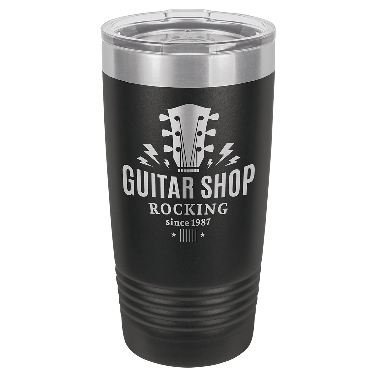 Black 2 20 oz stainless steel ringneck tumbler with logo lid
