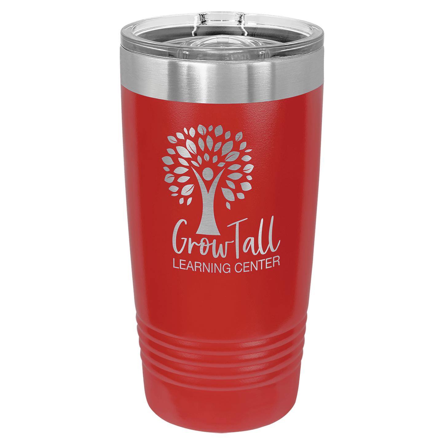 Red 20 oz stainless steel ringneck tumbler with slider lid