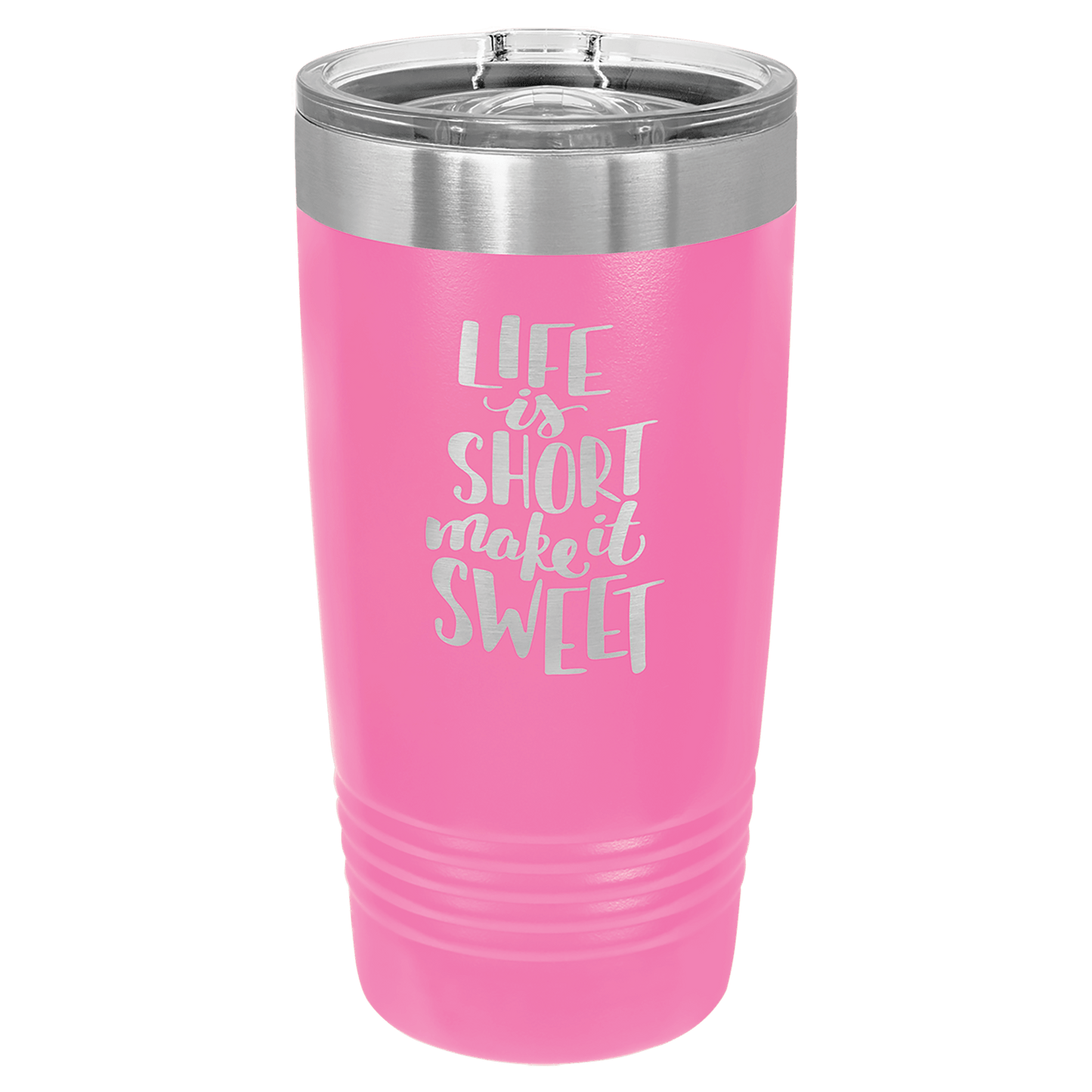 Pink 20 oz stainless steel ringneck tumbler with slider lid