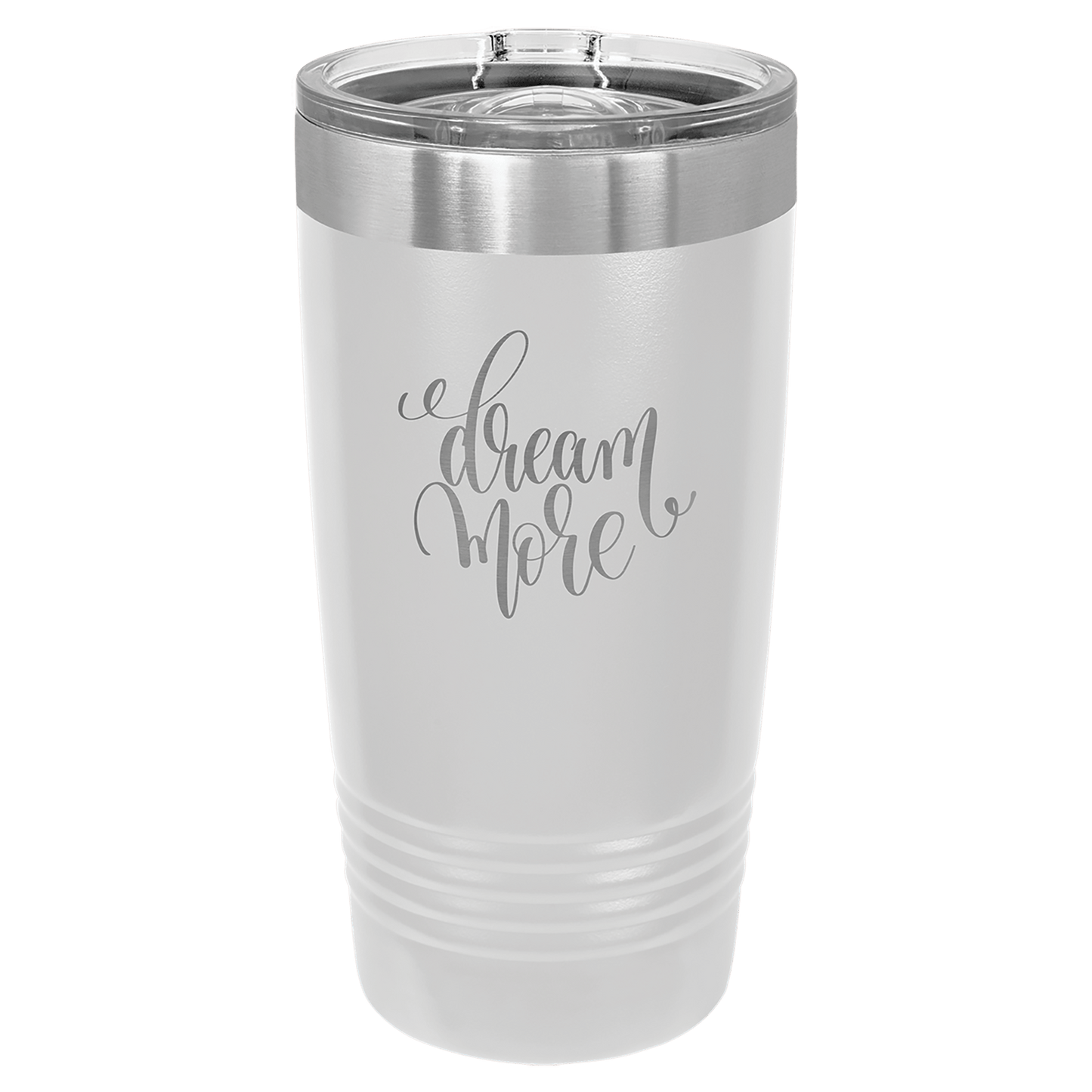 White 20 oz stainless steel ringneck tumbler with slider lid