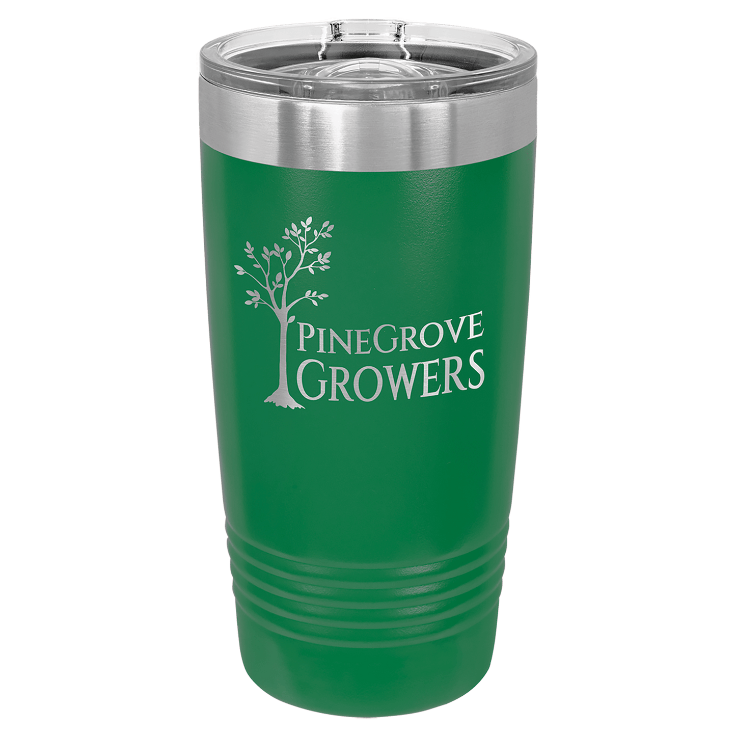 Green 20 oz stainless steel ringneck tumbler with slider lid