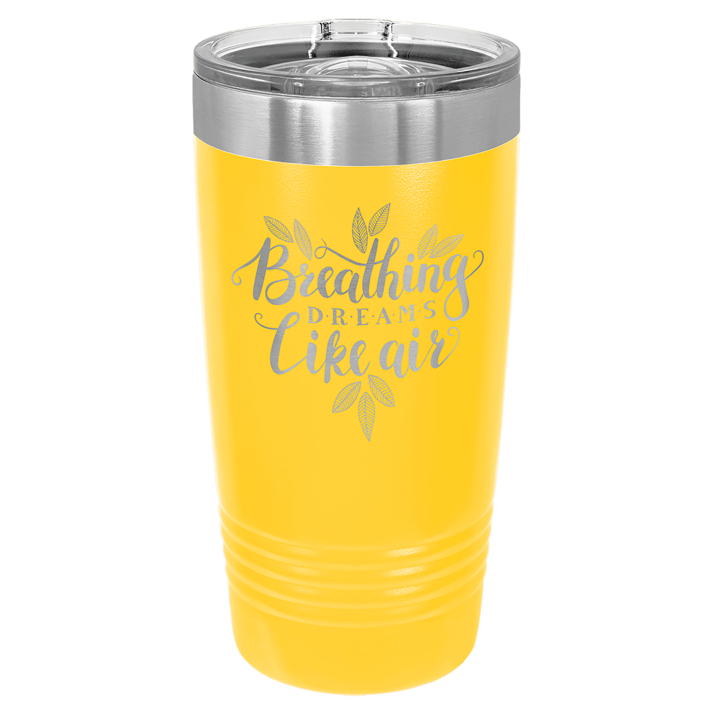 Yellow 20 oz stainless steel ringneck tumbler with slider lid