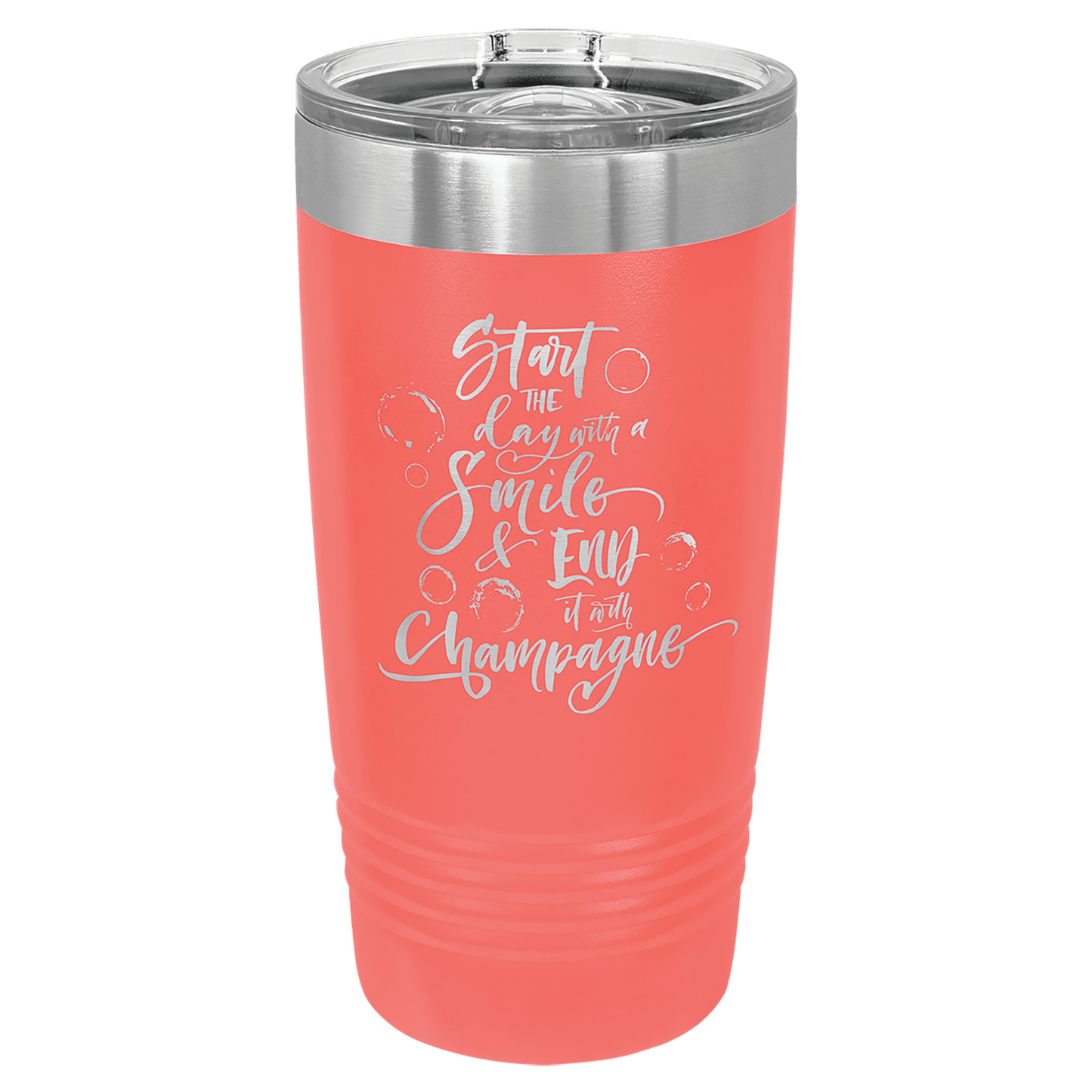 Coral 20 oz stainless steel ringneck tumbler with slider lid