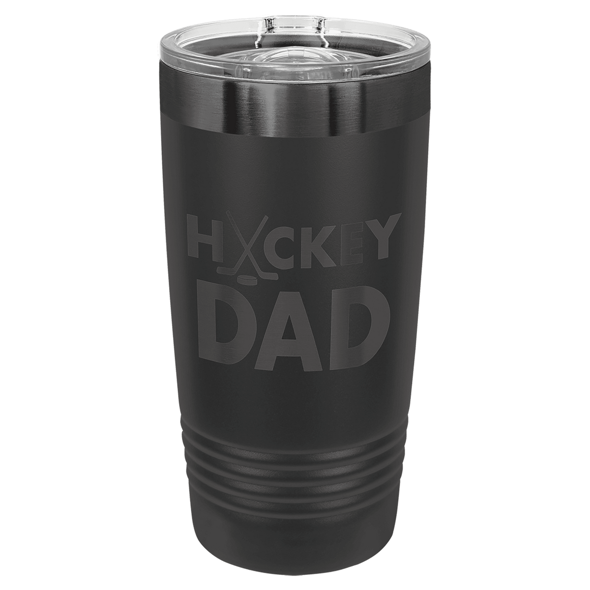 Personalized 20 oz. ringneck tumbler in black with ghost black engraving