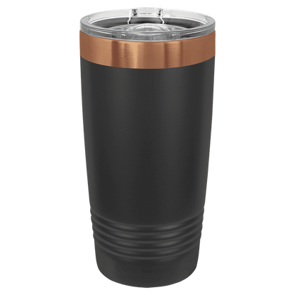 Black tumbler with a copper accent