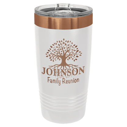 White rosegold 20 ounce tumbler with logo