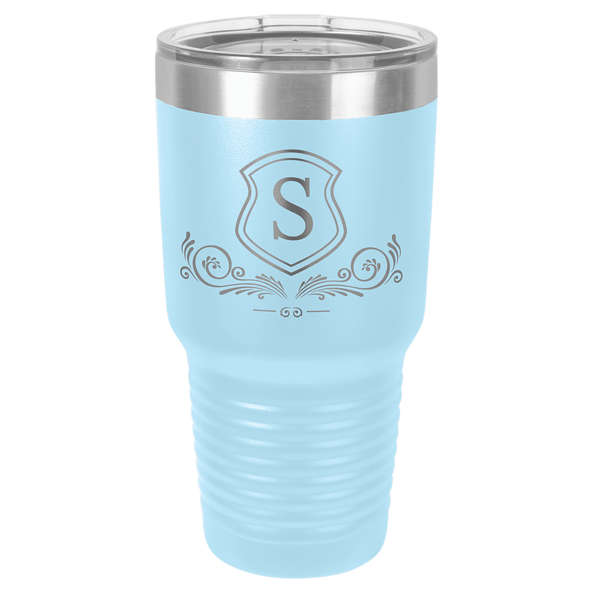 Personalized 30 oz insulated ringneck tumbler in light blue